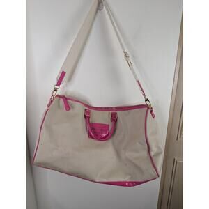 Victoria's Secret Duffel Bag Vintage Y2k Beige Pink Large Weekender 22x14" XL